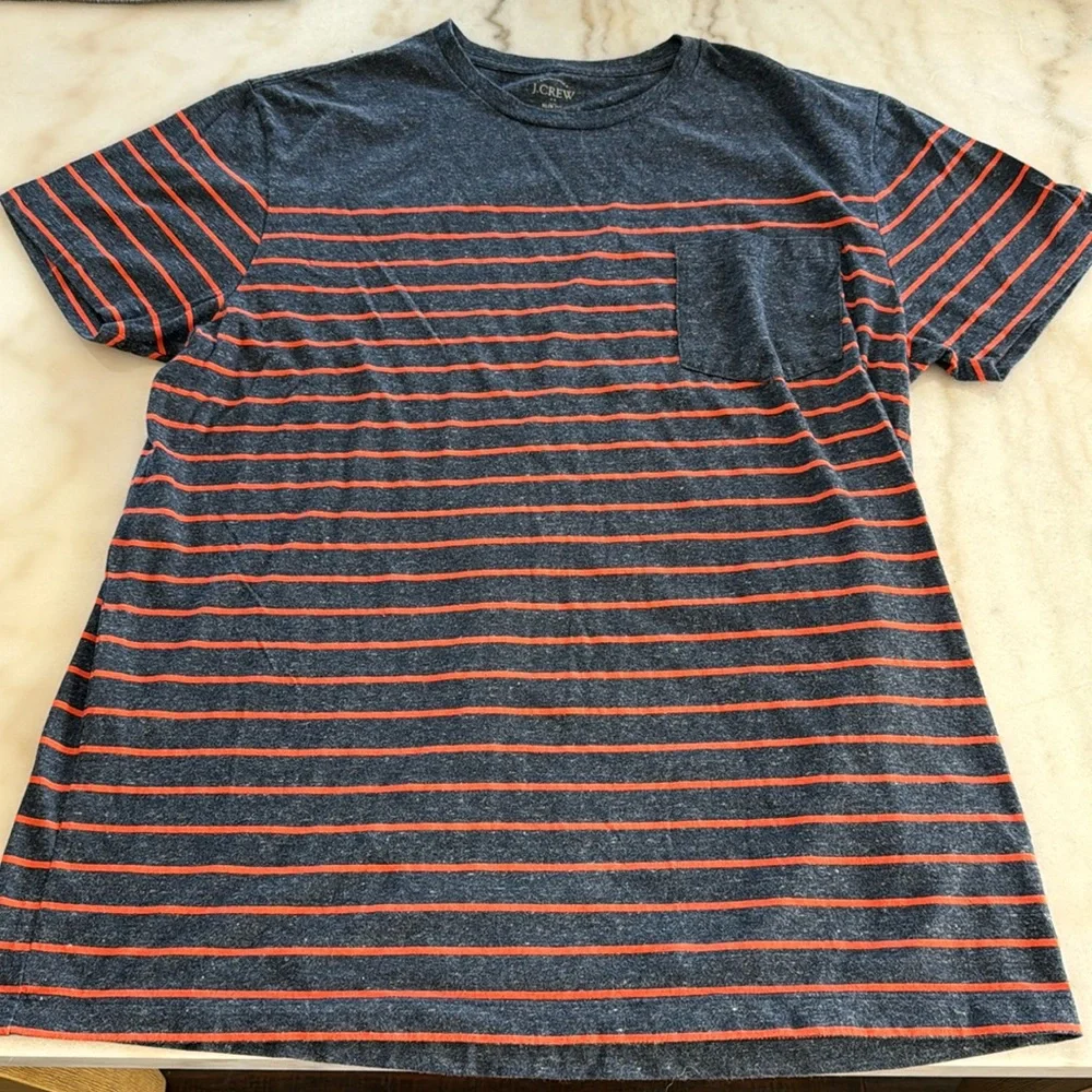 Men’s Orange and Blue Striped Slim Fit Crewneck T-Shirt J.Crew Size XL